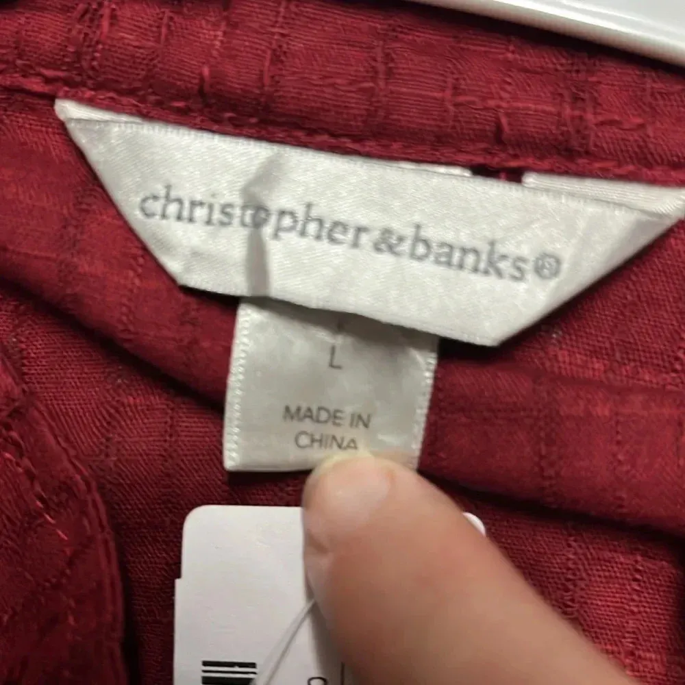 NWT 100% cotton jacket christopher & banks lightweight full zipper jacket red - Image 9