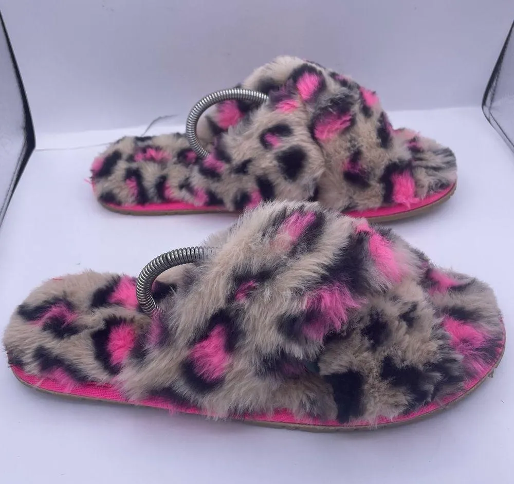 faux fur cheetah print crisscross slide slippers women Size 6 - Image 7