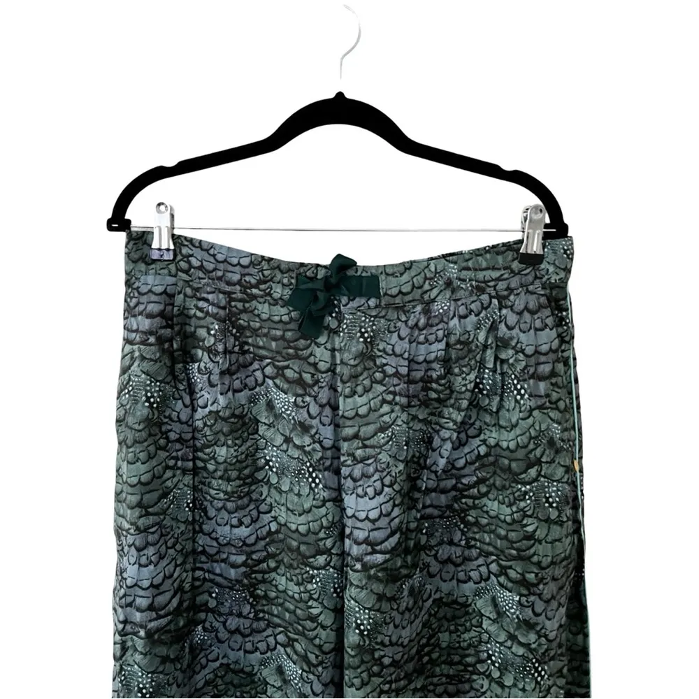 NWT SCOTCH AND SODA Eleni Wide Leg Printed Green Pajama Pants Sz L - Image 7