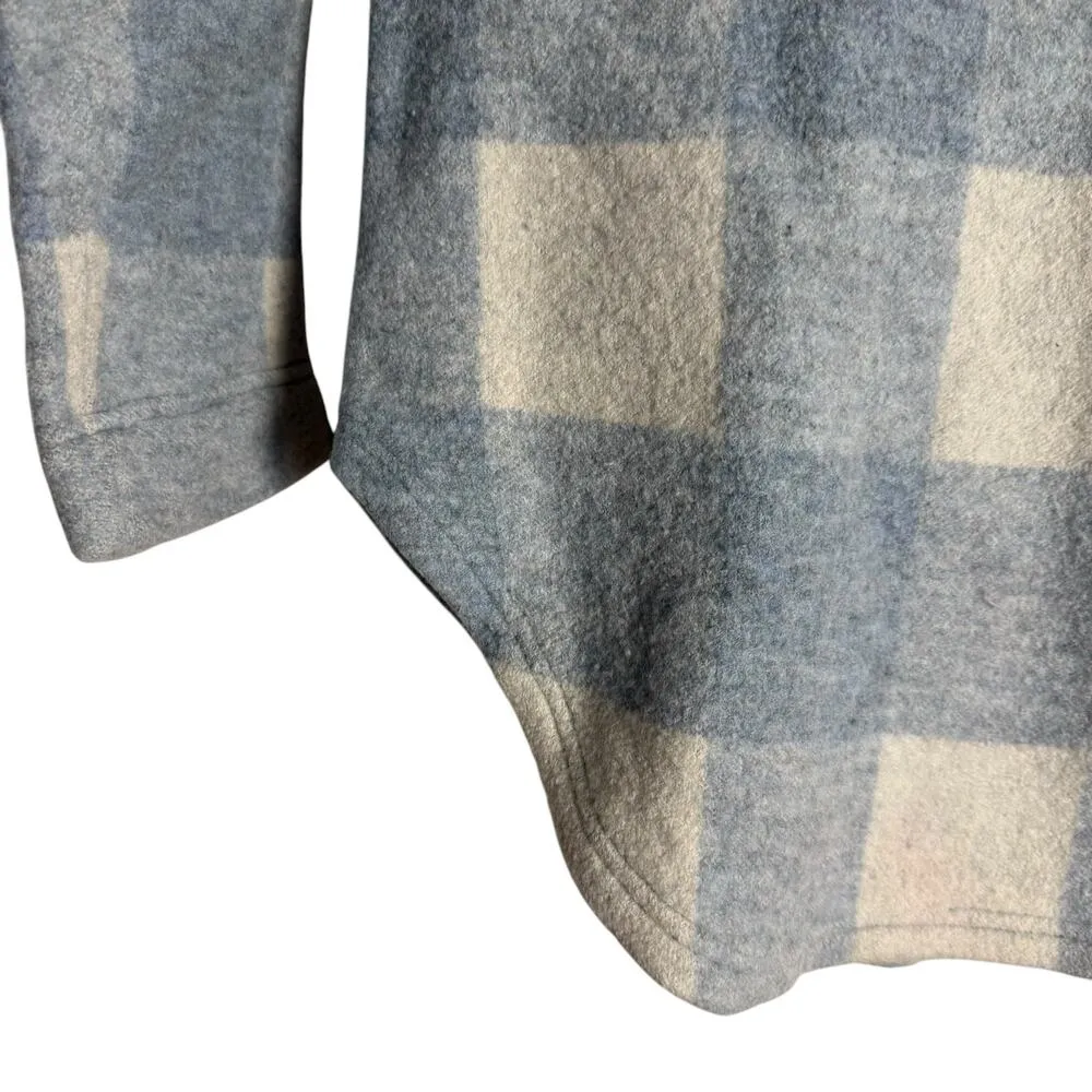 Madewell Blue Plaid Buffalo Check Boiled Wool Half Zip Pullover Size XS - Image 10