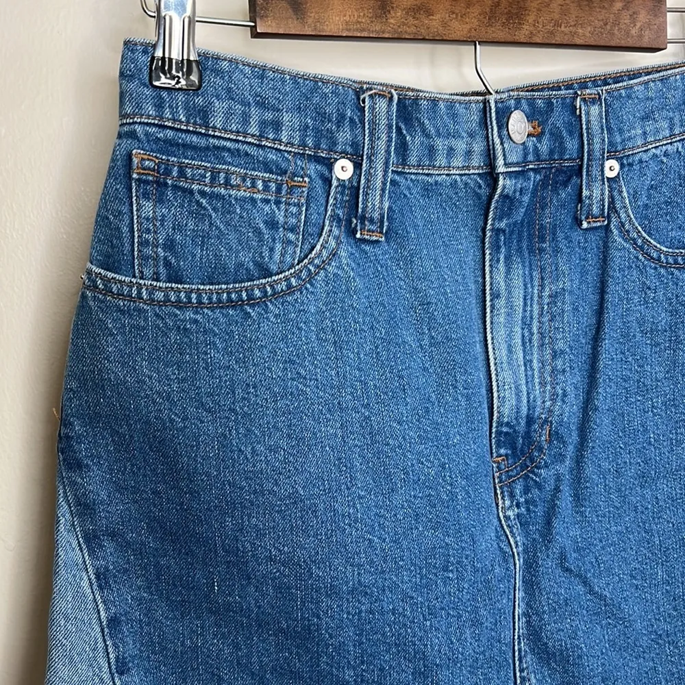 Madewell BLUE DENIM FRINGED MINI SKIRT SIZE 27 - Image 3