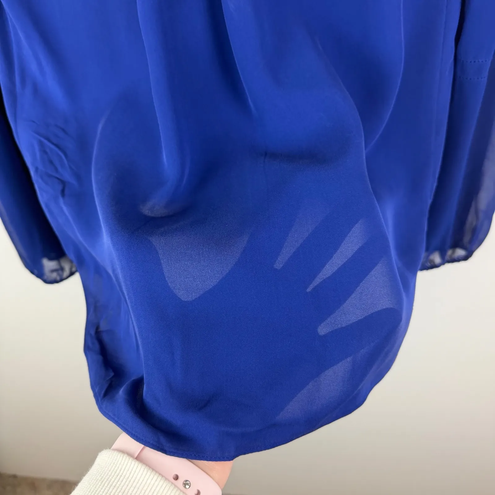 Elie Tahari Royal Blue Silk Blouse Small Chic Designer Office Career Lightweight - Image 4