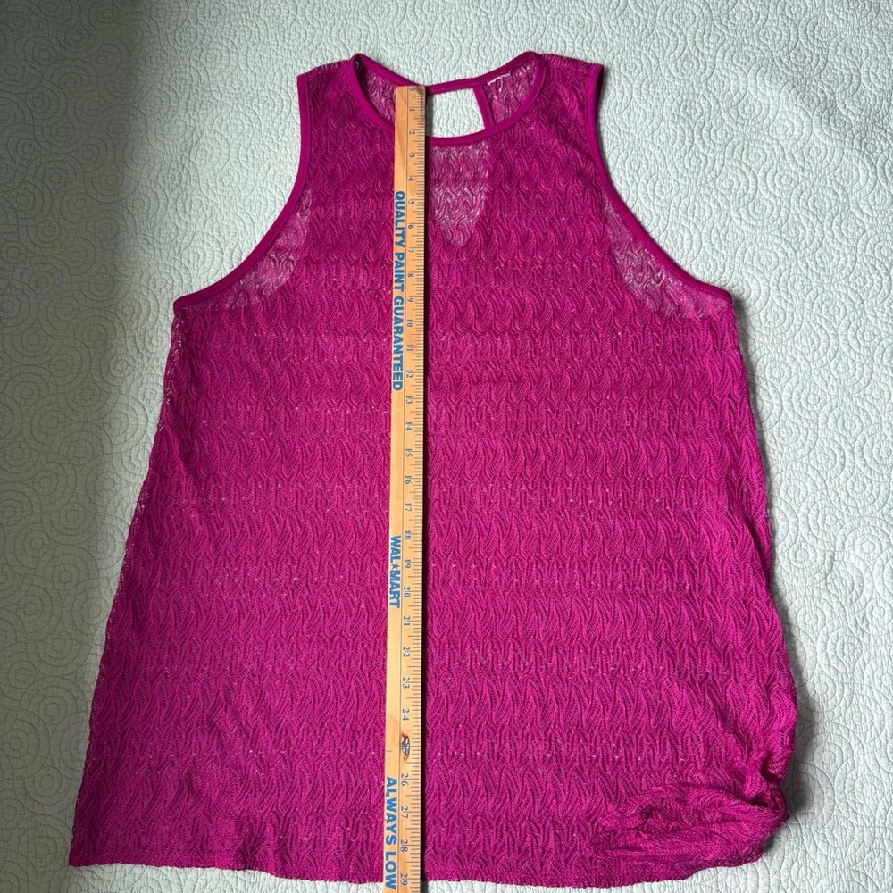 Sleeveless Magenta‎ Knit swimsuit coverup Pink Size L - Image 4