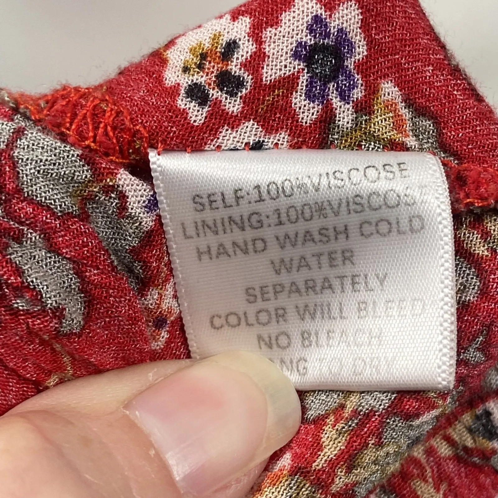 Boho Floral Mini Dress Womens Large Sleeveless Spaghetti Strap Bow Tie Summer Red - Image 5