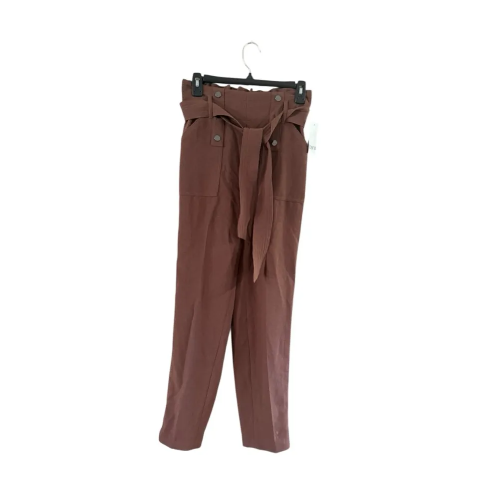 Bar III Brown Paperbag Waist Ankle Cropped Pants XS - Image 11