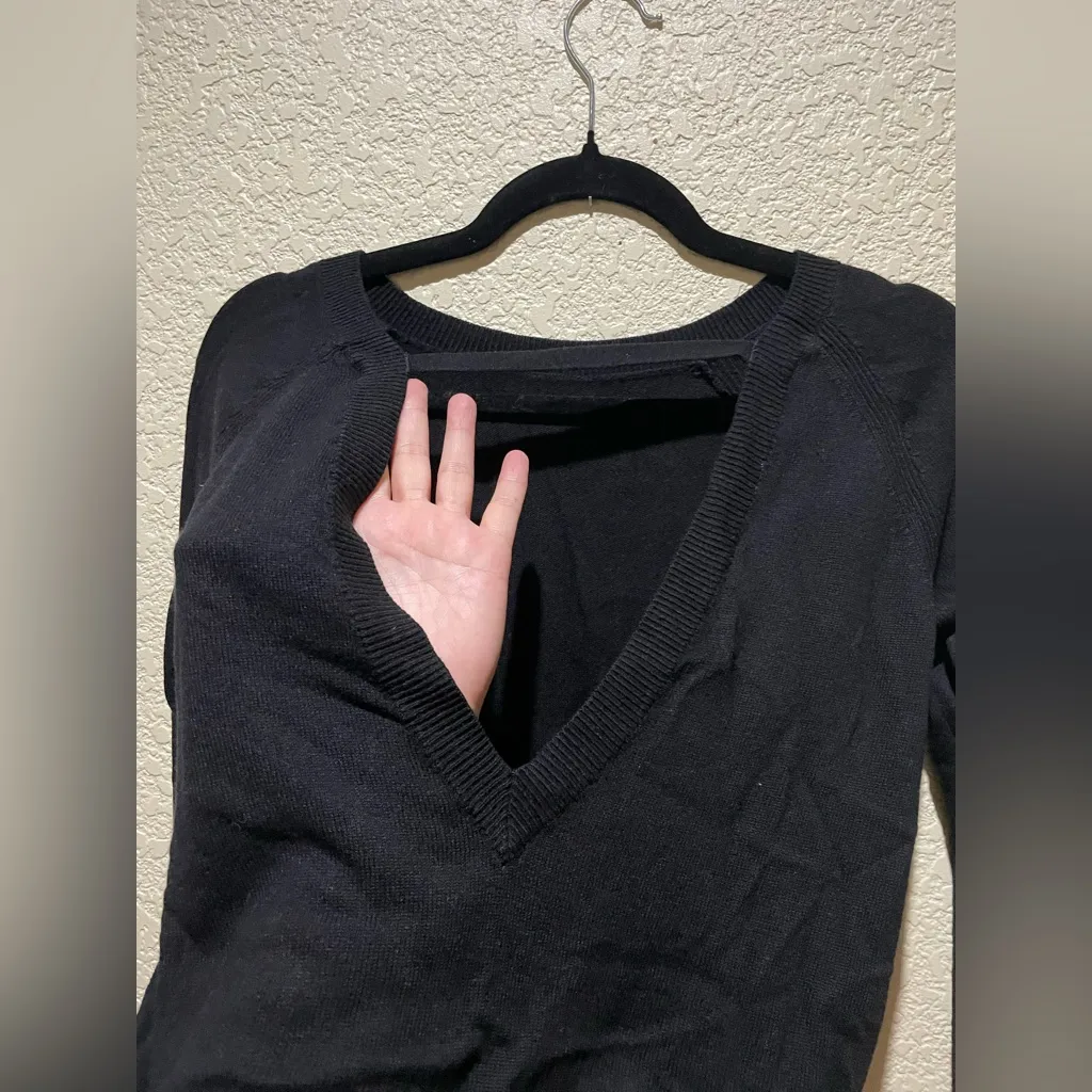 Lululemon Unity Drop Back Cashmere Sweater Black  Long Sleeves Open Back - Image 7