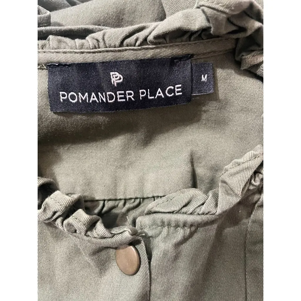 Tuckernuck Pomander Place Medium Green Claiborne Dress Short Long Sleeve Olive - Image 10
