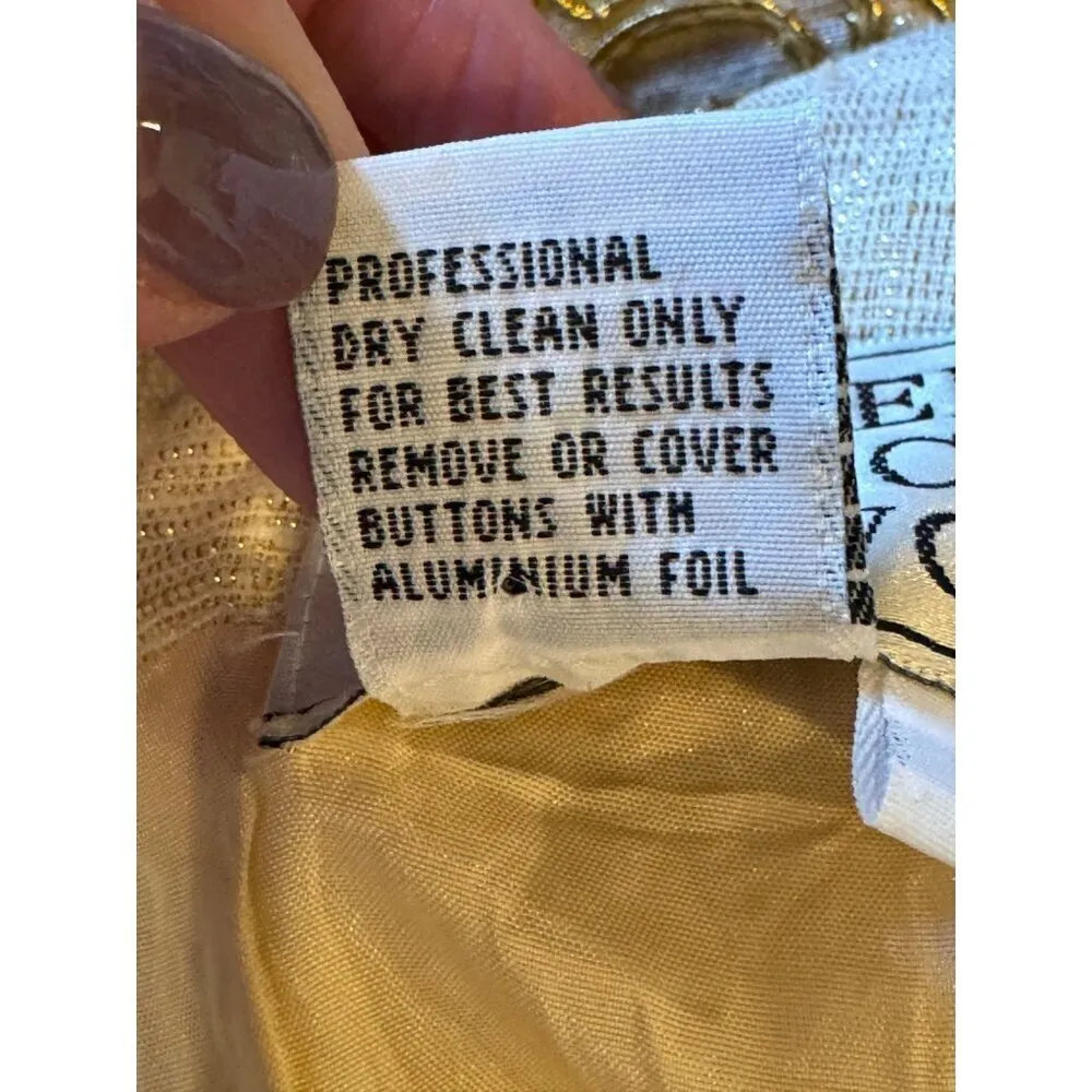 Carmen Marc Valvo Dress Women 4‎ Gold Silk Metallic Embroidered Mini Shea… - Image 10