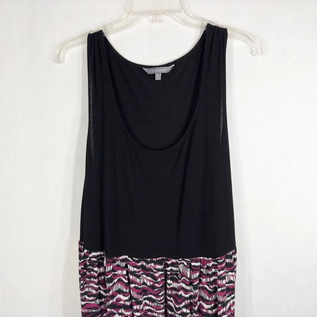 Daisy Fuentes Plus Size 3X Maxi Dress Black Pink Color Block Sleeveless 789 - Image 5