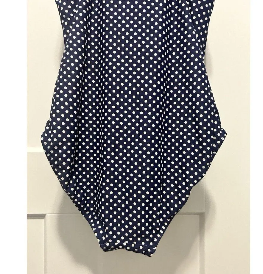 NipTuck Navy Blue And White Polka Dot Size 4 Bathing Suit Cruise Beach Retro - Image 7