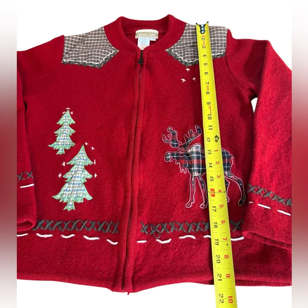 Coldwater Creek Wool Christmas Sweater Vintage Embroidered Patchwork Women Small - Image 12