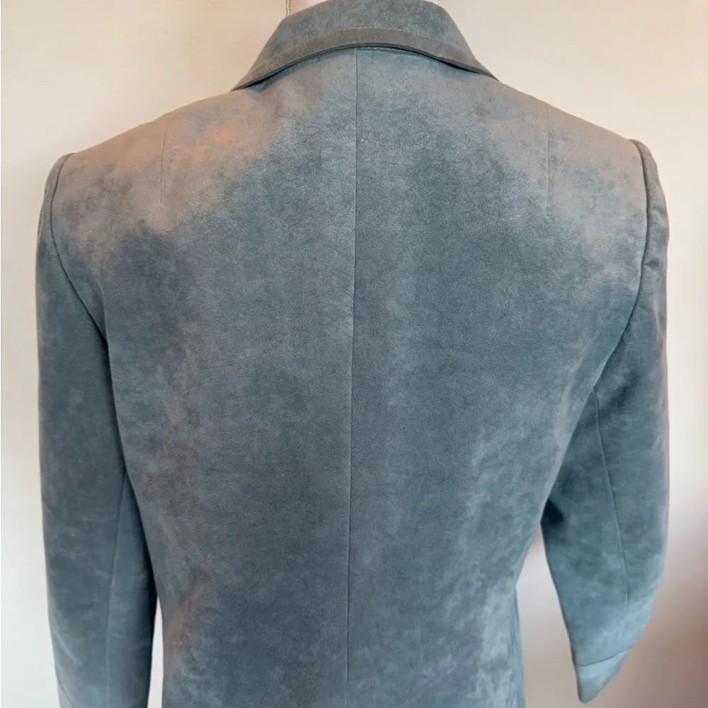 Elegant Light Blue Women's Jacket | Vintage | Suede Gray Size L - Image 7