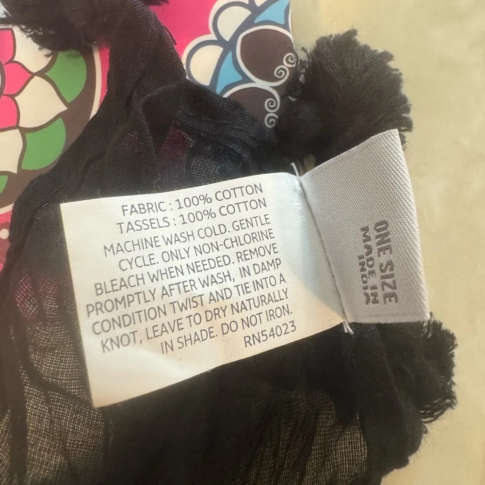 GUC  Solid Black Scarf with Pom Pom Tassels on all sides! - Image 4