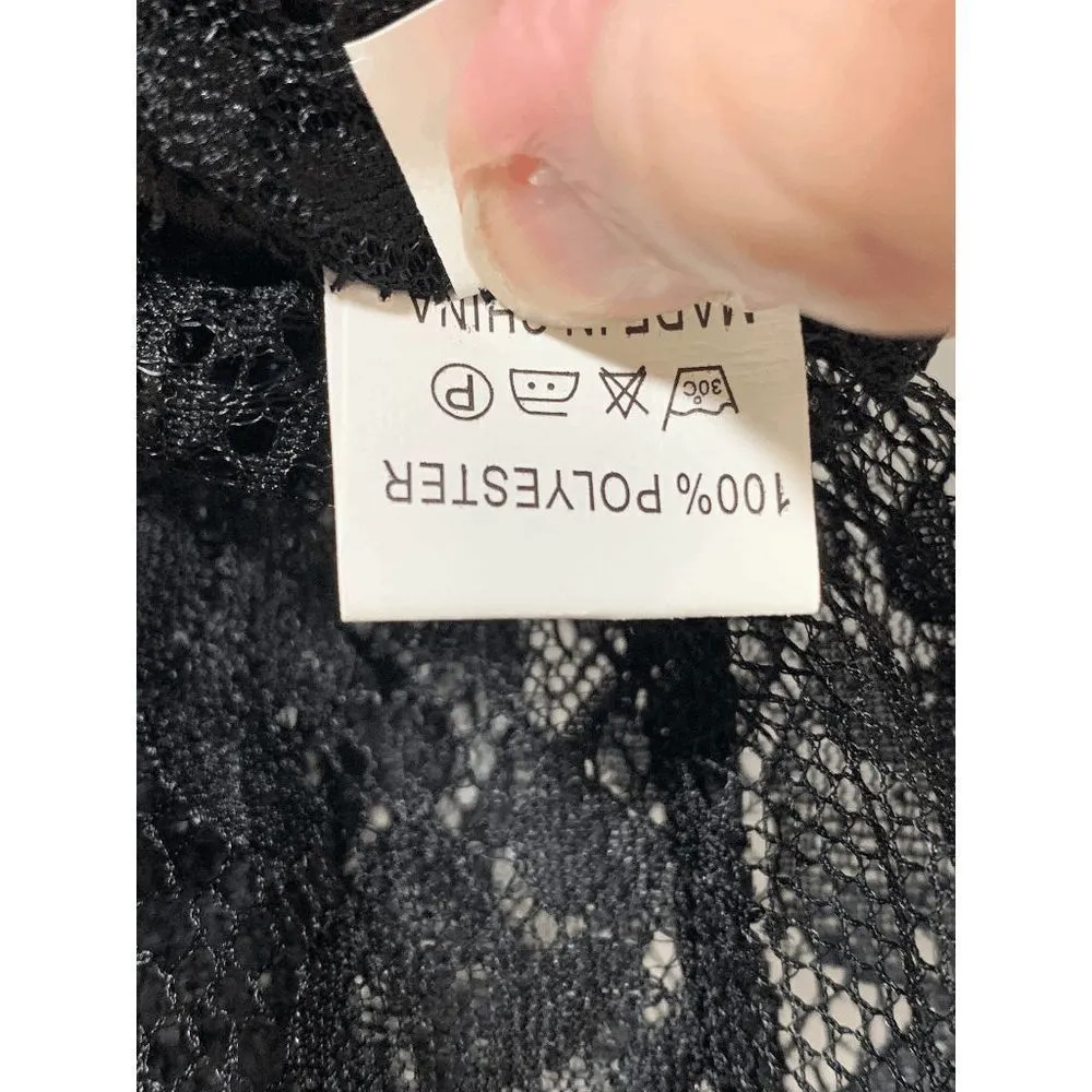 Women's Sheer Lace Off Shoulder Beach Swimsuit Cover Up Black Size M/L Size M - Image 4