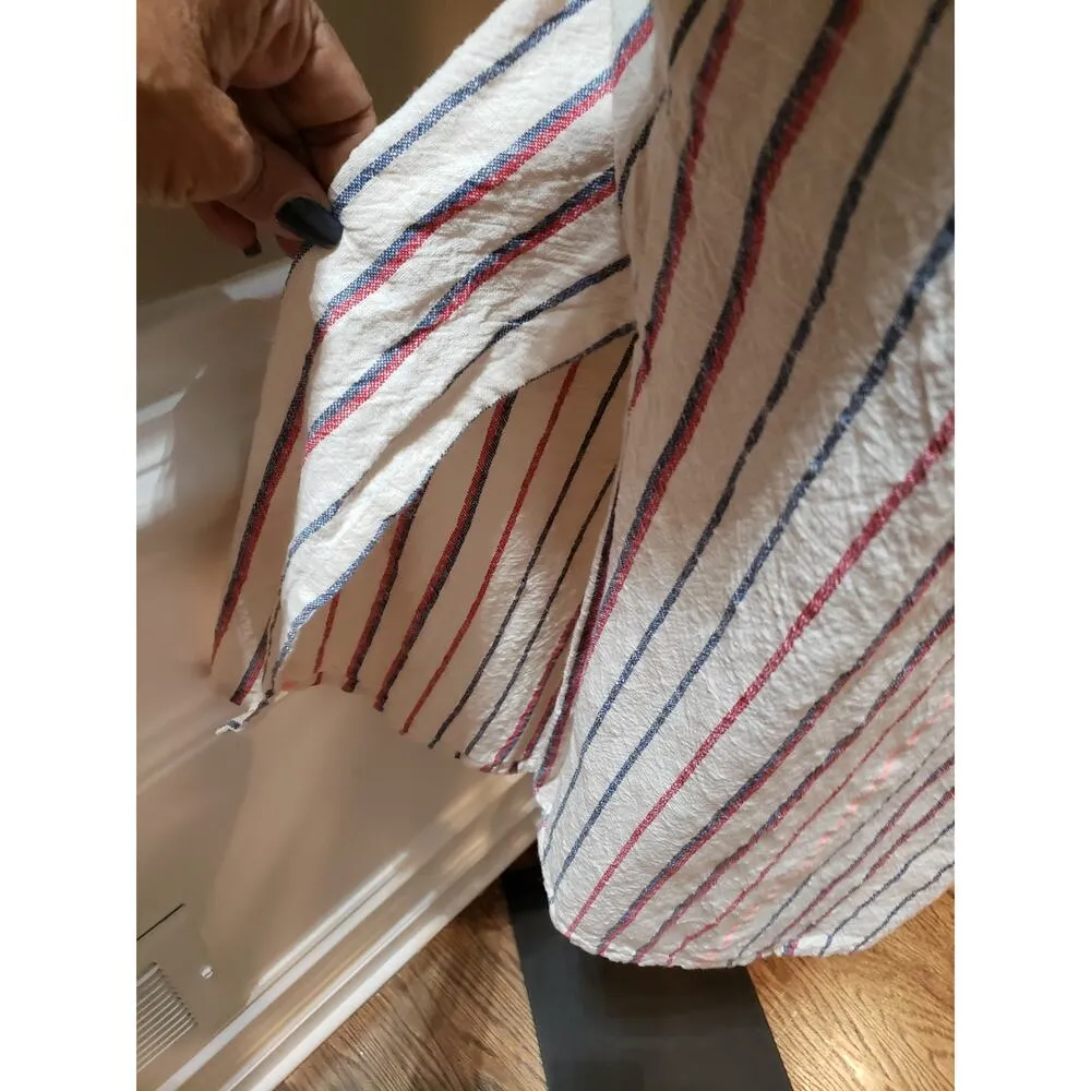 Sundry Shirt Dress Women's 0 White Striped Cotton Long Sleeve Keyhole Tie Front - Image 13