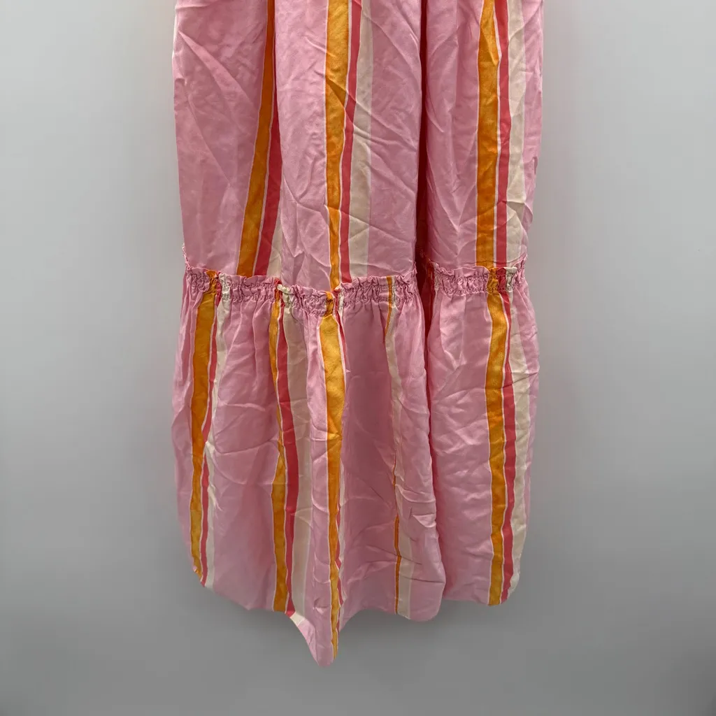 RTR Club Monaco Amirra Silk Pink Multi Stripe Sleeveless Tiered Midi Dress Sz 6 - Image 5