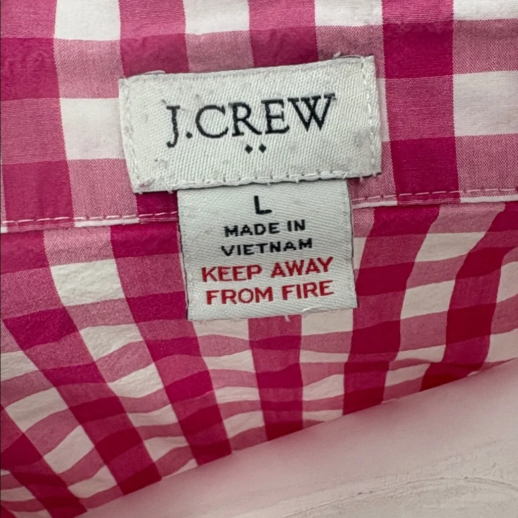 J.Crew  Pink Gingham Pajama Top + Bottom set large - Image 4