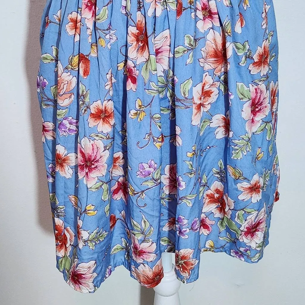 Band of Gypsies Pink and Blue Floral Mini Dress Size Small Wedding Guest Dress - Image 4