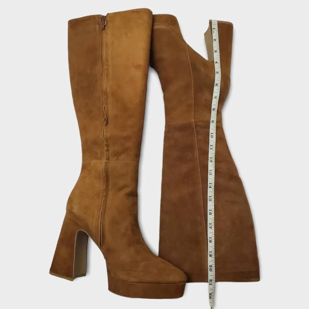 Steve Madden Groove Chestnut Suede Knee High Platform Heel Boots Size 11 M - Image 3
