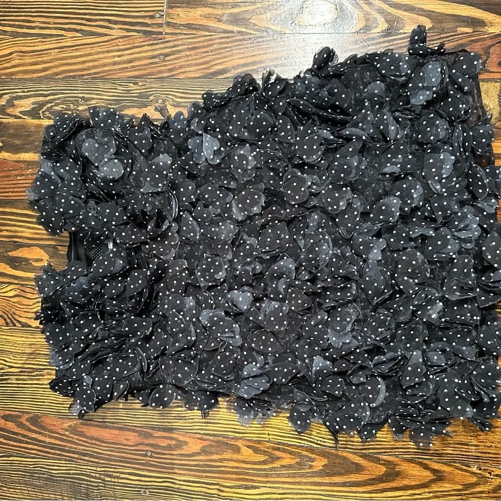 MAUVE ANTHROPOLOGIE 3D Black Polka Dot Floral Dress - Image 2