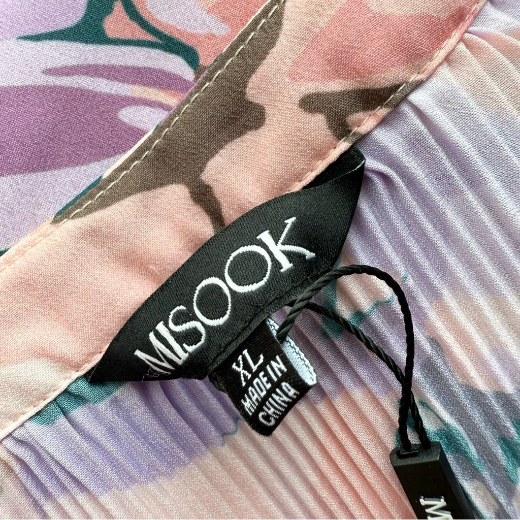 MISOOK Floral Pleated Dress Pink Sz XL NWT - Image 12