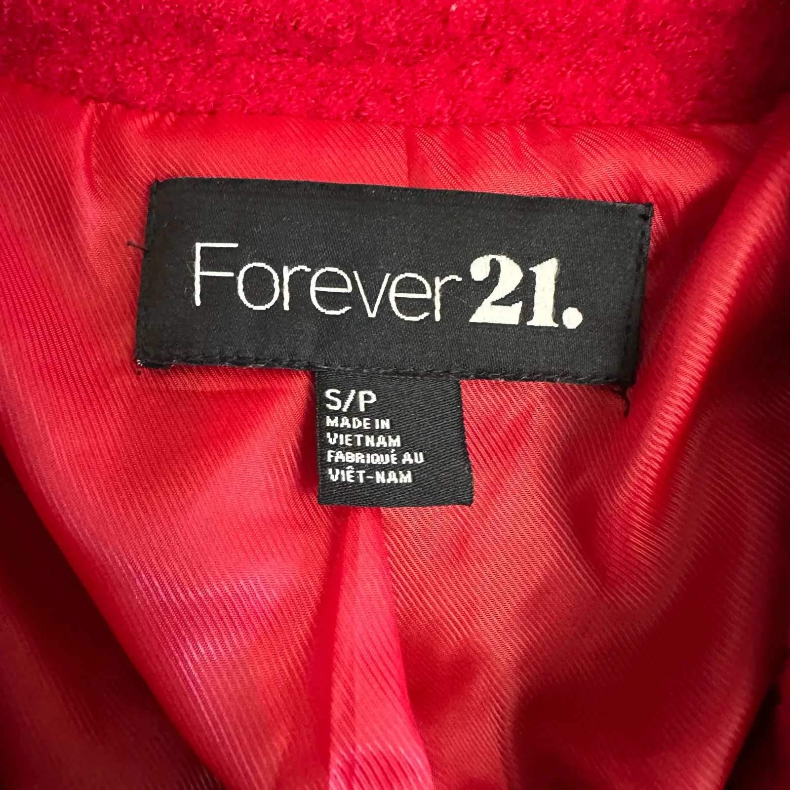Y2K Forever 21 Red Military Jacket Small Wool Blend Cropped Blazer Gold‎ Buttons - Image 2