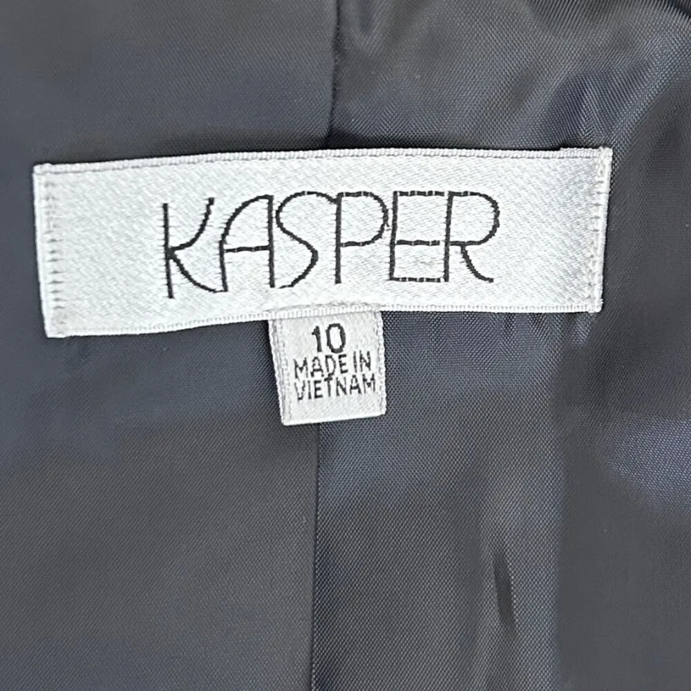 KASPER Black Dress Coat Textured Button Front Fully Lined in Size 10 - Image 5