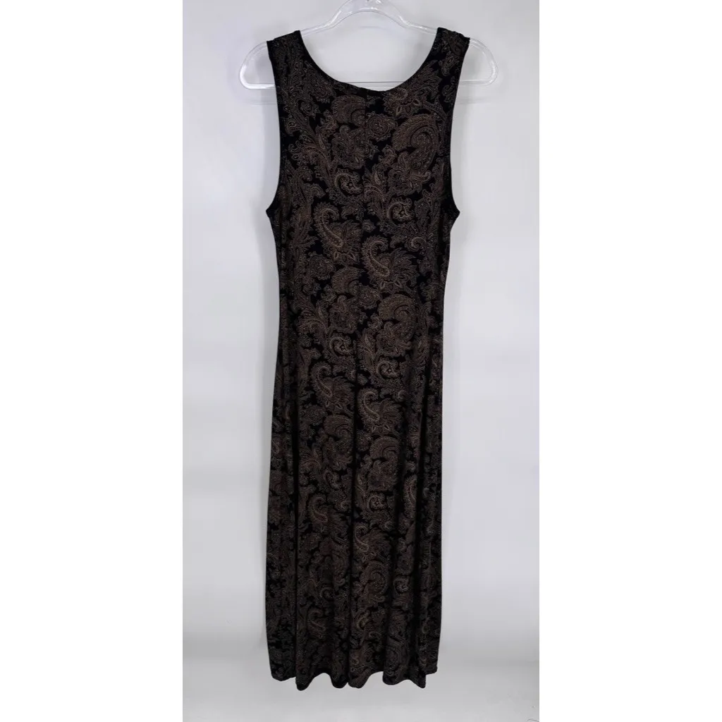Vintage Y2K Molly Malloy Maxi Dress Womens 10 Black Brown Paisley Whimsigoth - Image 10