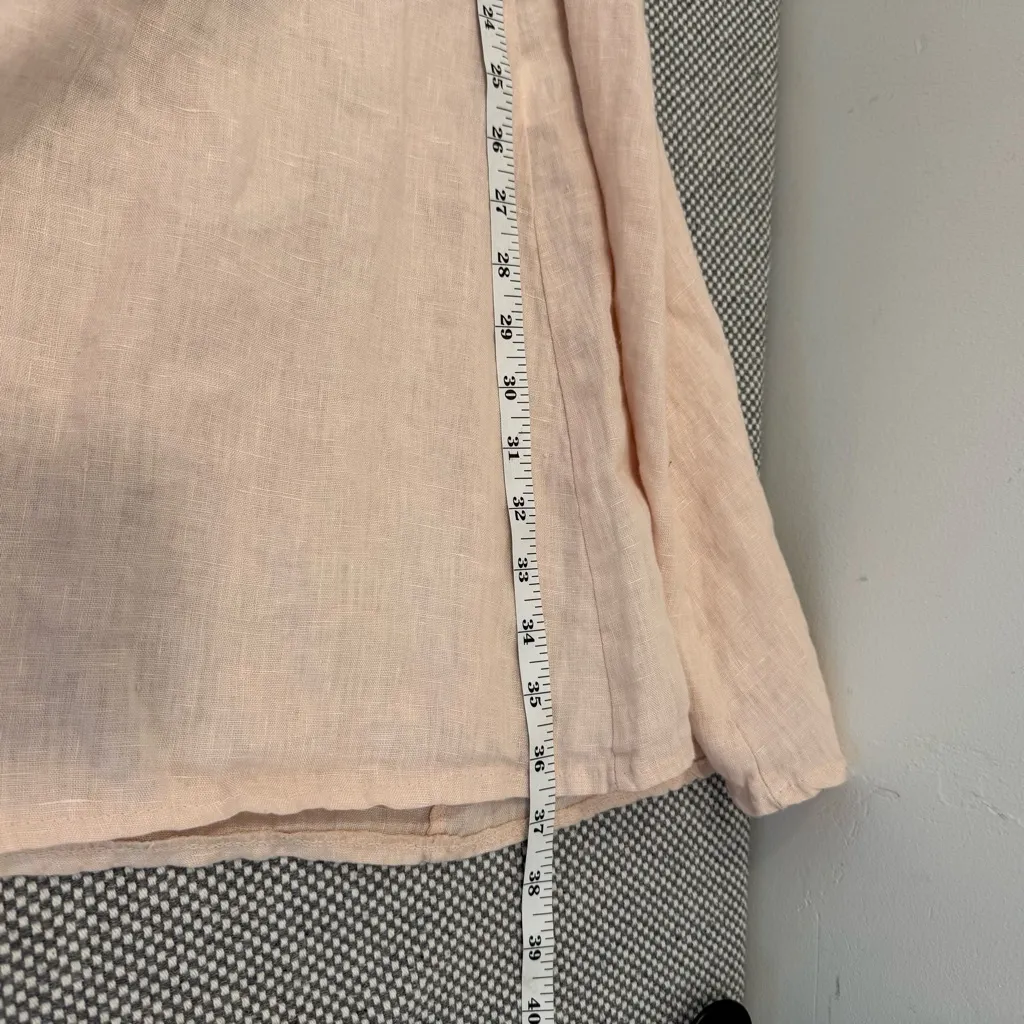 Lungo L'Arno Blush 100% Linen Bel Sleeve Dress Made in Italy Size M Pink Size M - Image 10