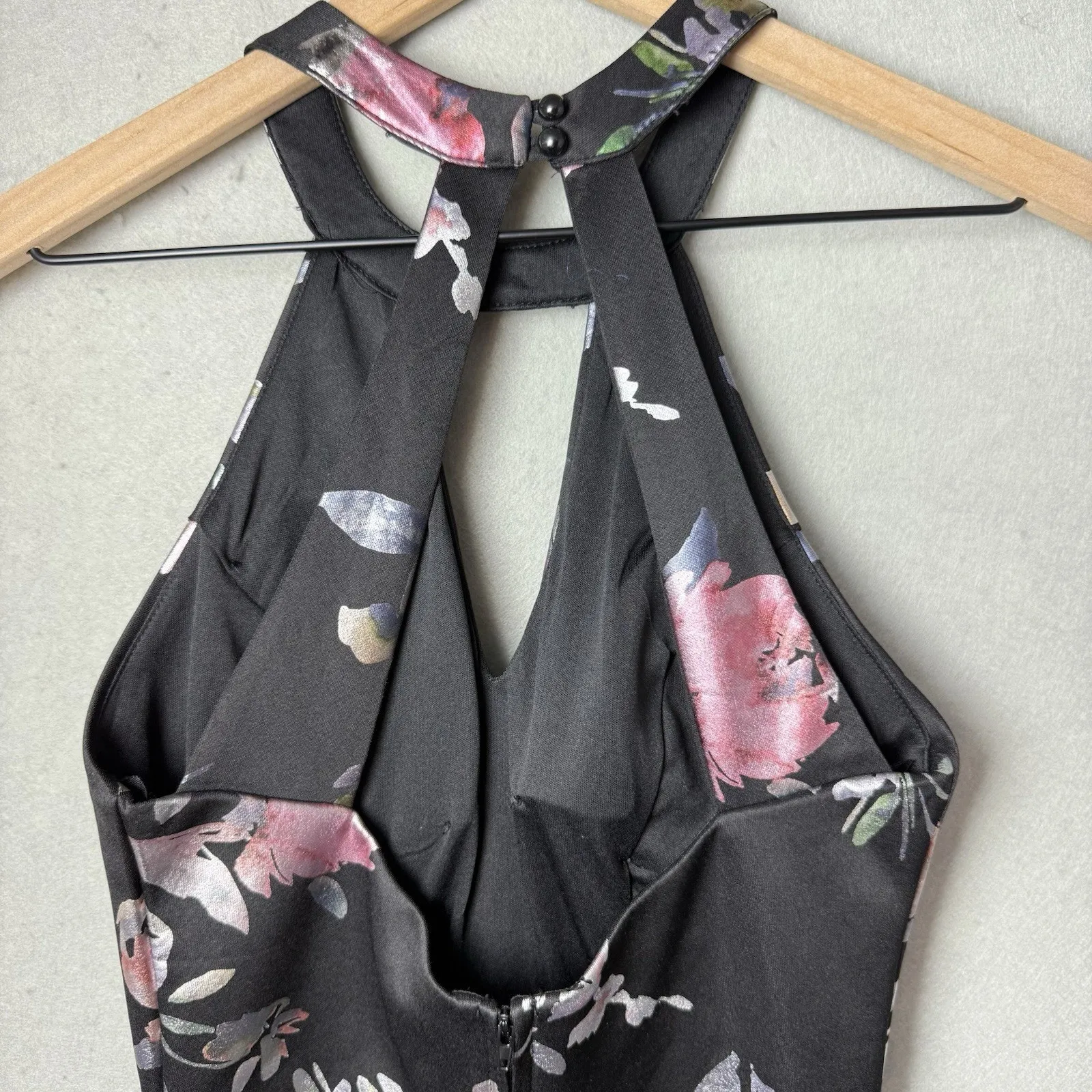 BCX Dress Floor Length High-Neck Maxi Dress Black Floral Print Women’s Size 3 - Image 7