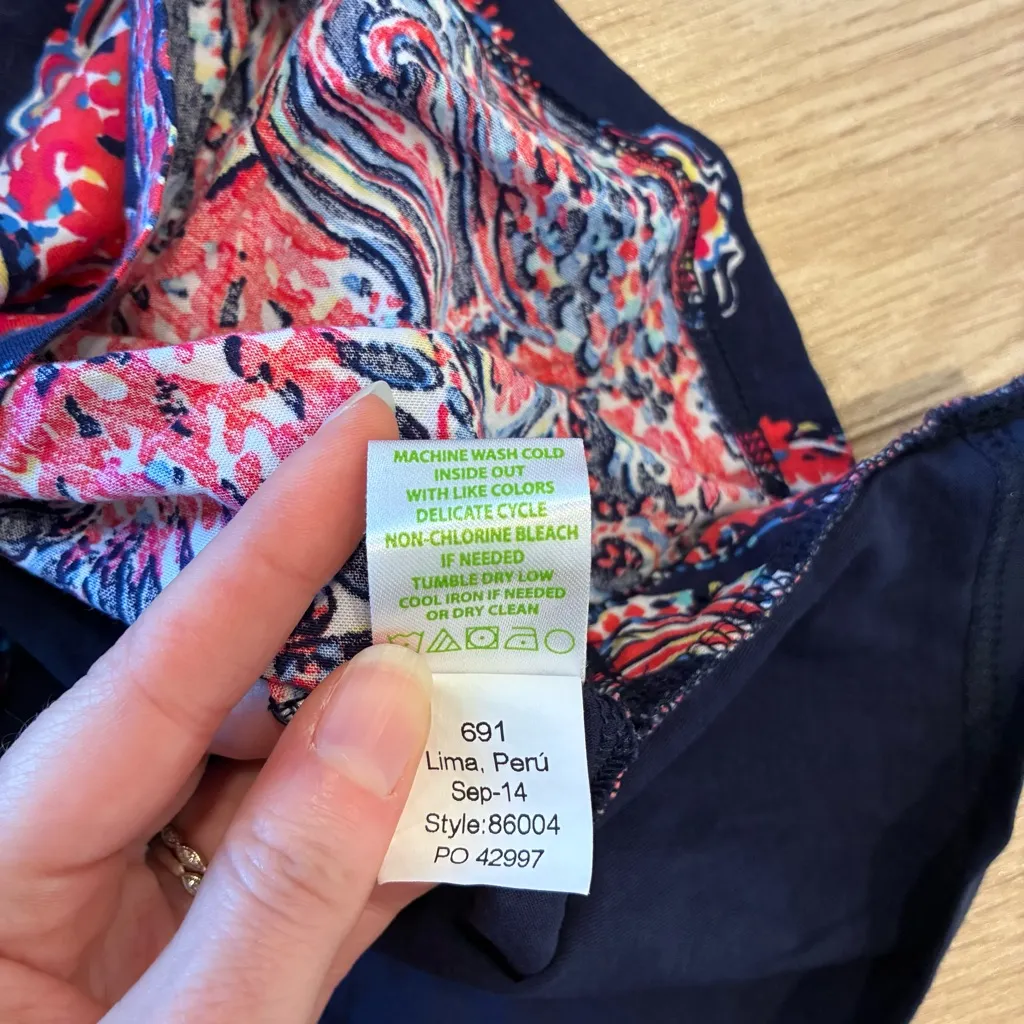 Lilly Pulitzer Bailey Long Sleeve Top Pima Cotton Paisley Blue Pink Size M - Image 6