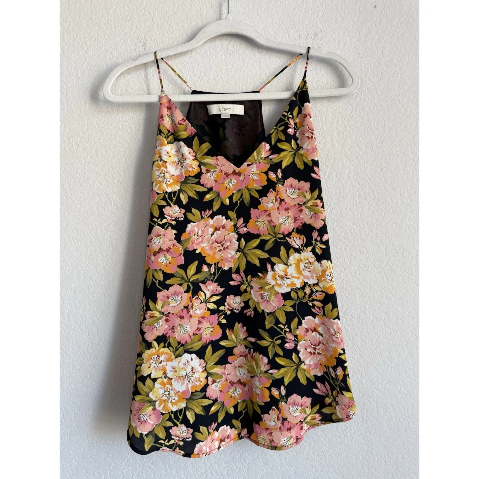 Loft Women's Floral Crepe Loose Spaghetti Strap Cami Tank Top Size Small Casual - Image 6