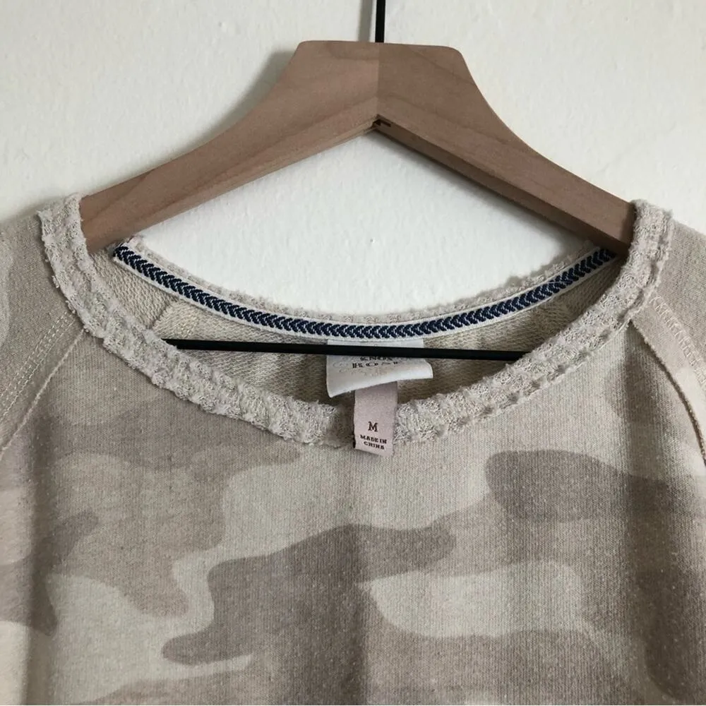 Knox Rose Beige Cream Camouflage Camo Casual Pullover Sweatshirt Sweater Top - Image 6