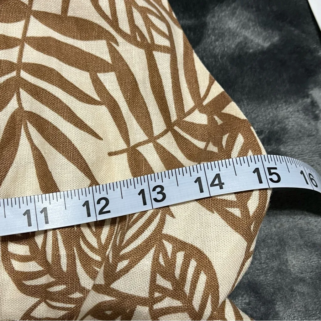 House of Harlow 1960 Tropical Leaf Plunge Linen Mini Dress Size Medium Tan - Image 6