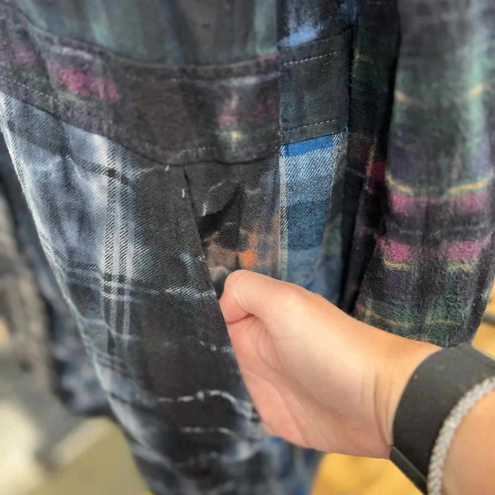 Patchwork Flannel Dress M Black Size M - Image 5