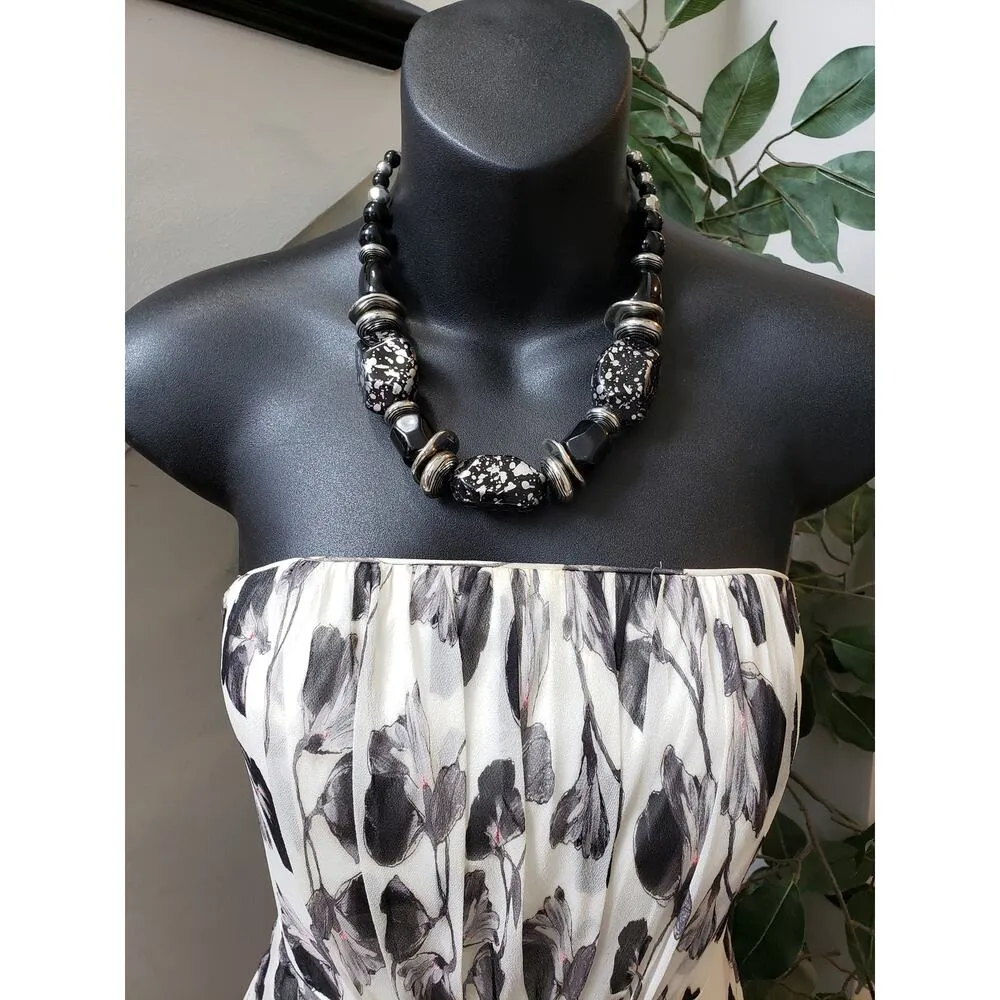 White House Black Market Fit & Flare Dress Womens 2 Floral Silk Off The Shoulder - Image 5