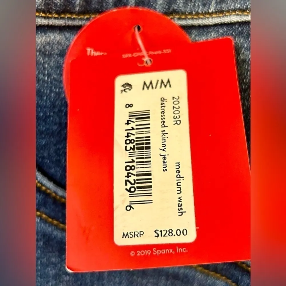 NWT Spanx Distressed Denim Skinny Jeans Leggings Size Medium - Image 15