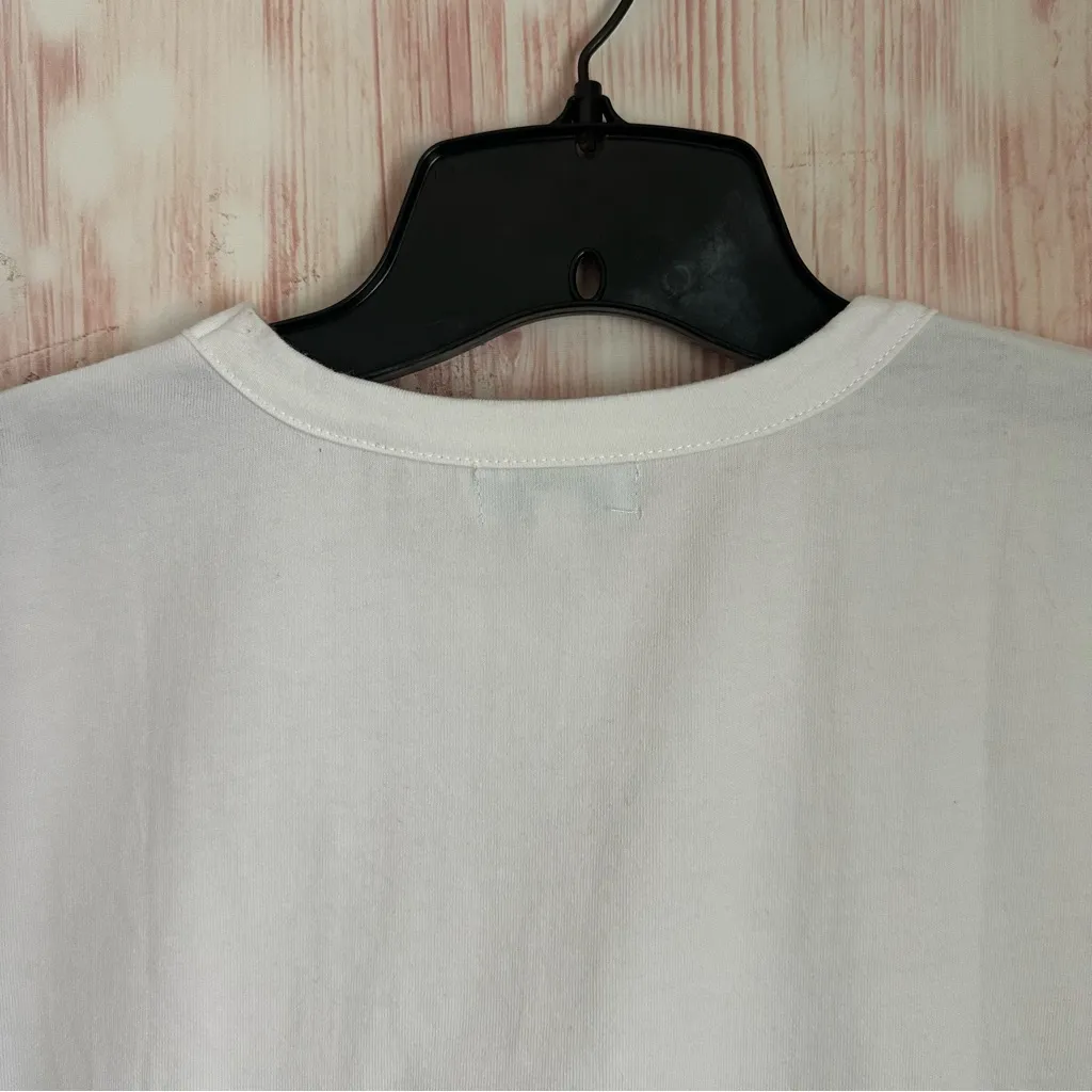 Liana White Rabbit Fur Pocket Crewneck Cropped T Shirt NWOT Size M Size M - Image 9