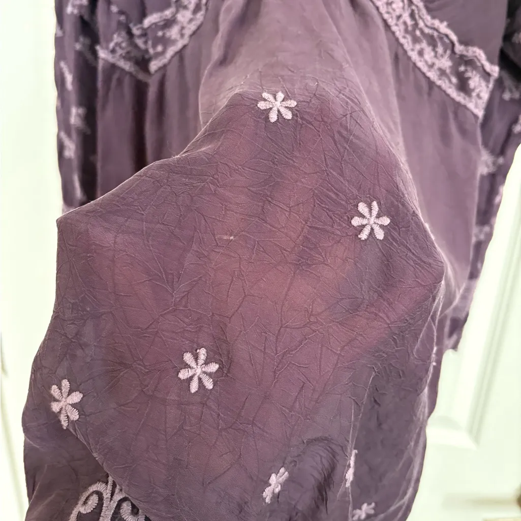 Johnny Was Purple Eggplant Embroidered Lagenlook Tunic Dress Size XL - Image 4