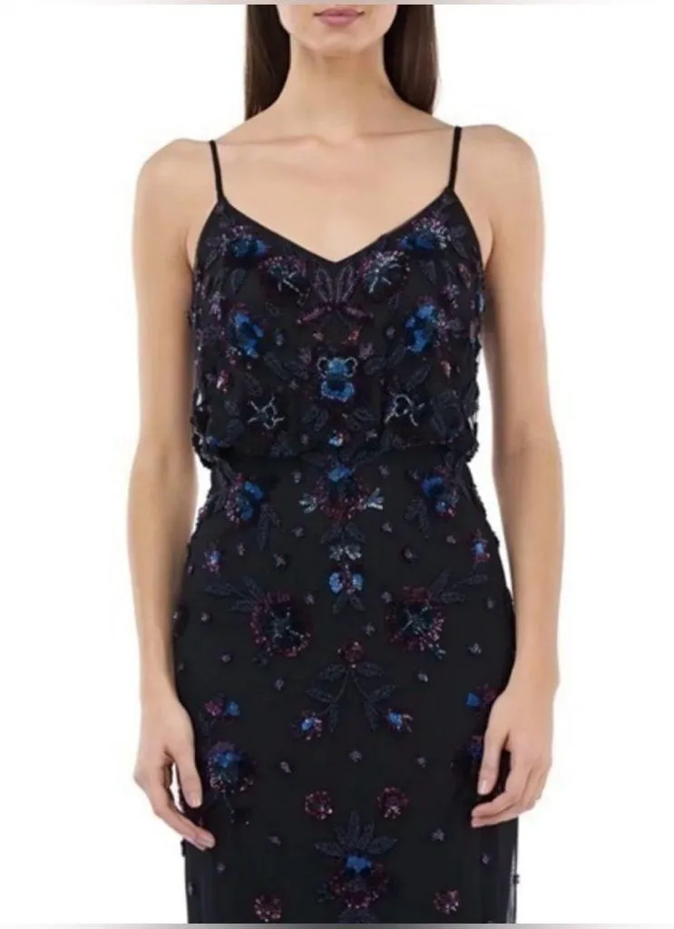 NWT NORDSTROM JS COLLECTIONS Beaded Blouson Gown Black Size 6 - Image 2