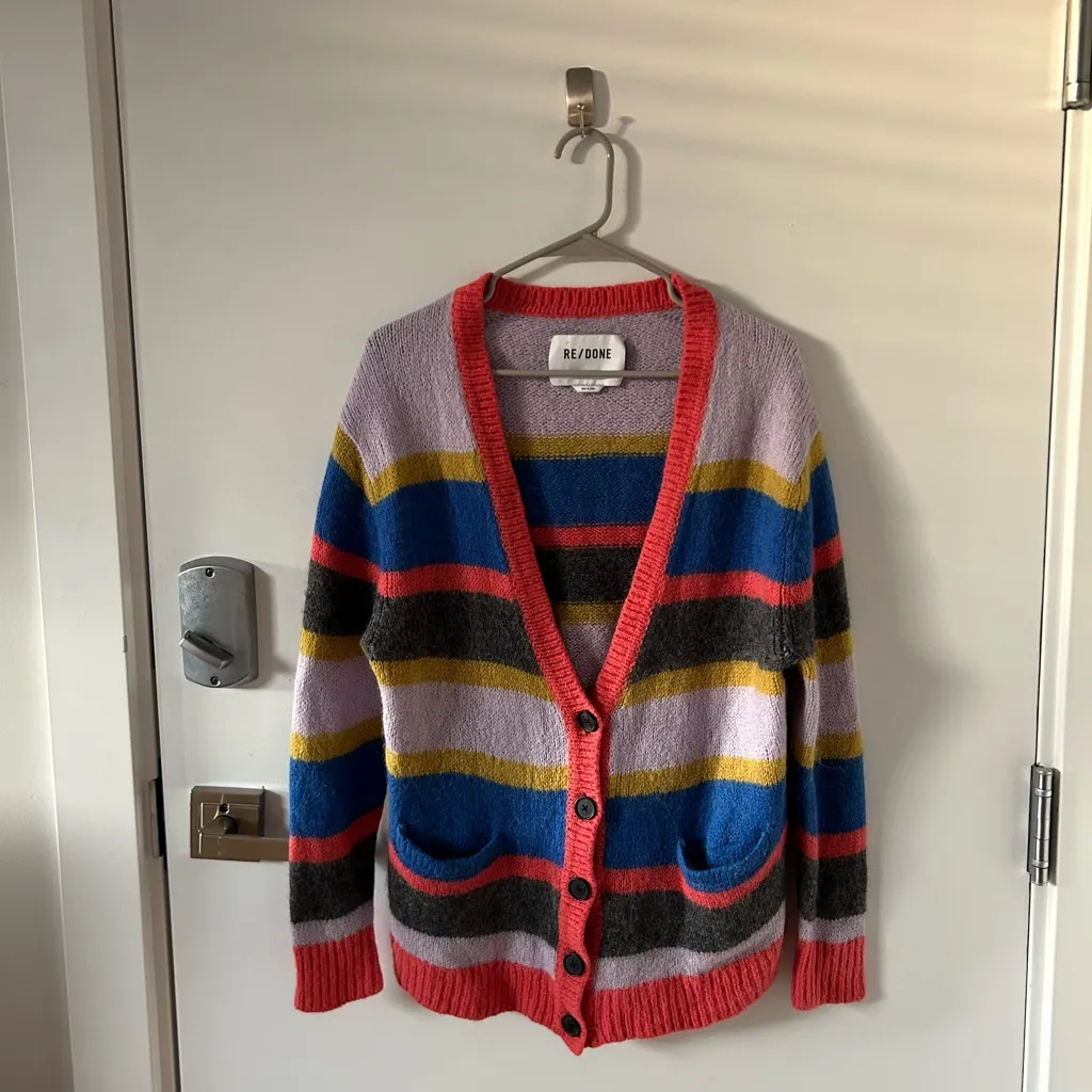 RE/DONE 90s Oversized Cardigan in Multi Stripe size Large (L) - Image 2