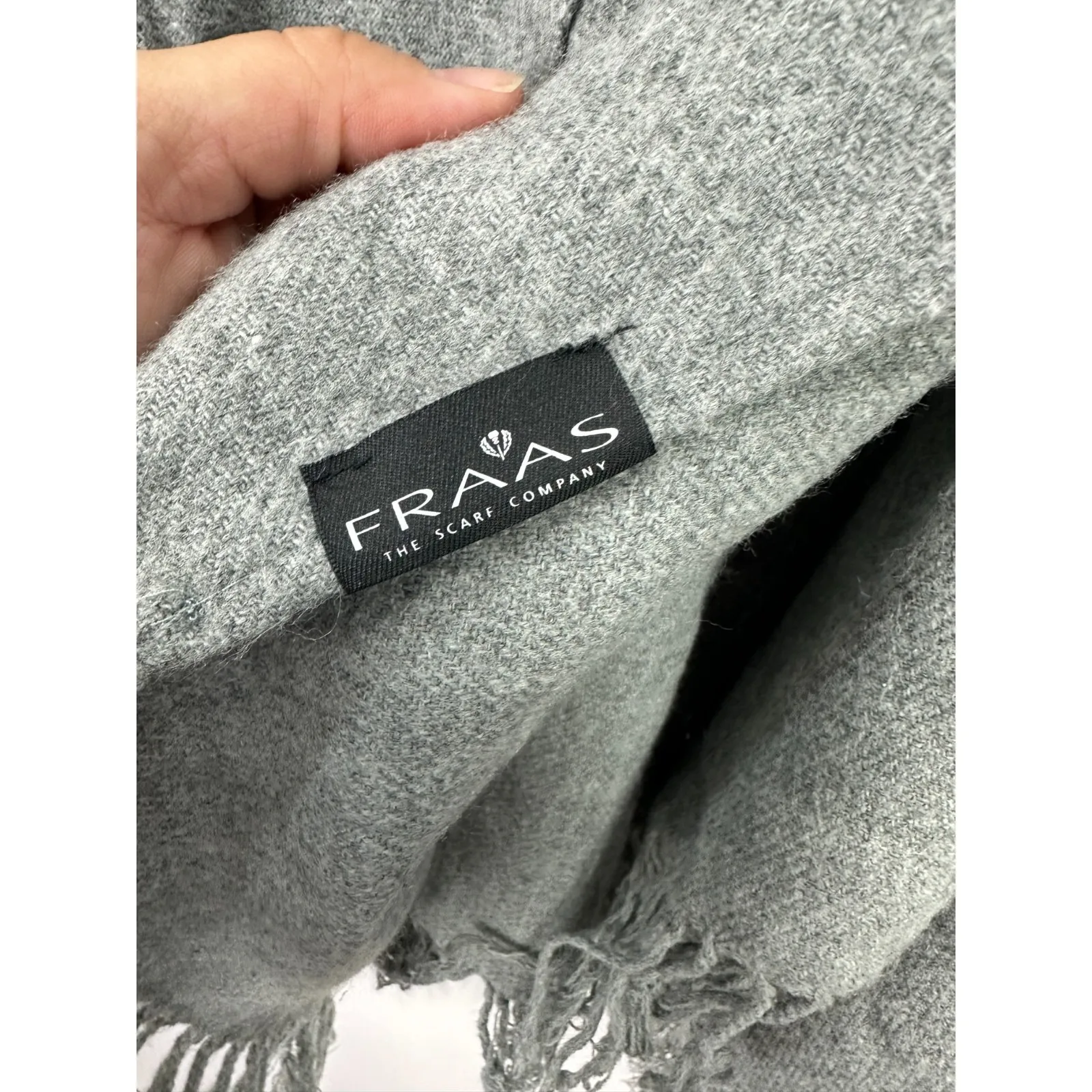 Fraas Gray Fringe Shawl Wrap Poncho Boho Minimalist Cozy Cottagecore Preppy Chic - Image 3