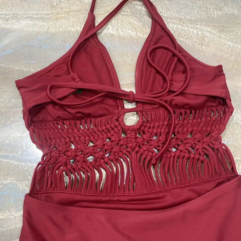 Xhilaration swimwear Red Halter One Piece Swimsuit Size Small / Preowned - Image 6