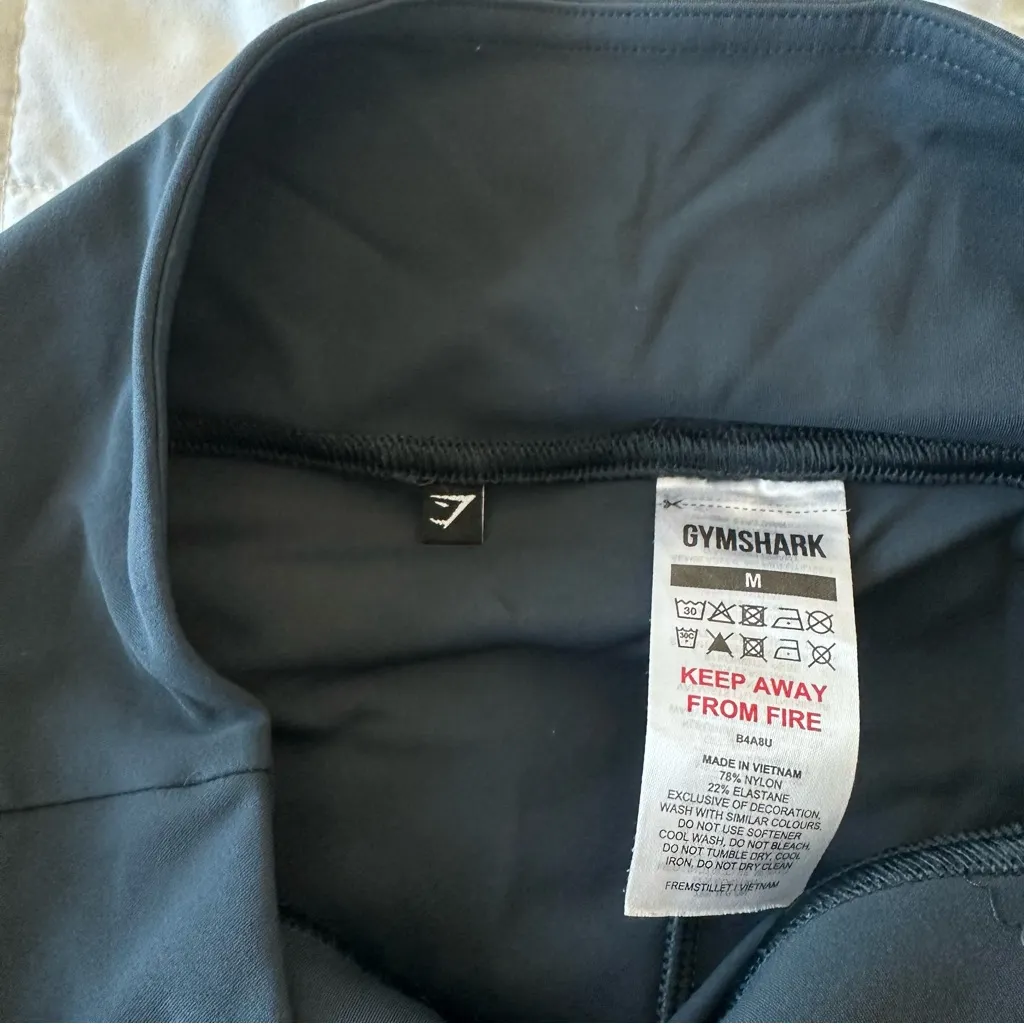 Gymshark Medium Blue Women’s Crossover Leggings - Darkest Teal Activewear Gym - Image 5