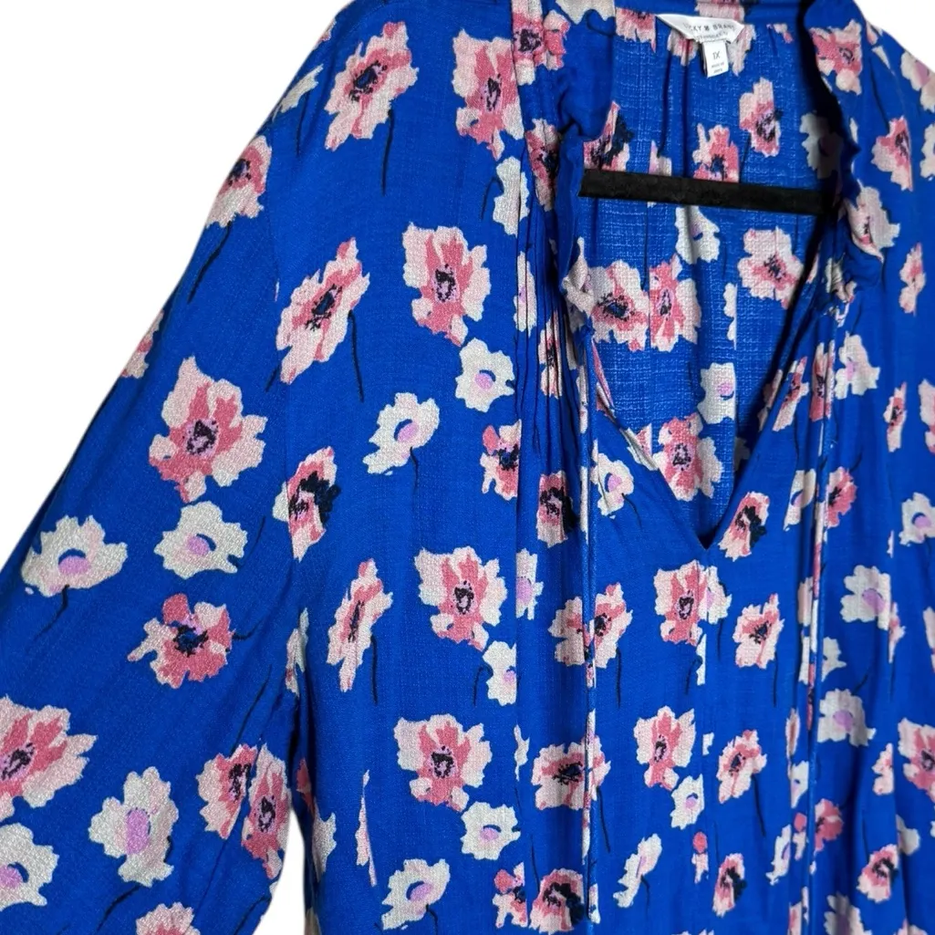 Lucky Brand Women’s Plus Size 1X Floral Peasant Blouse Cold Shoulder - Image 7