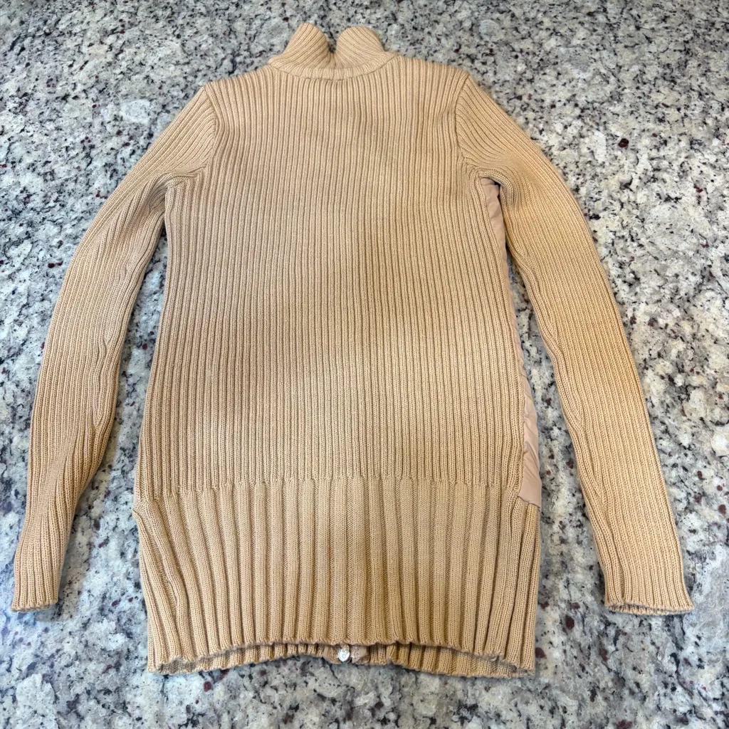 Take Out Tan Puffer Sweater Zip Up Jacket Size M - Image 6