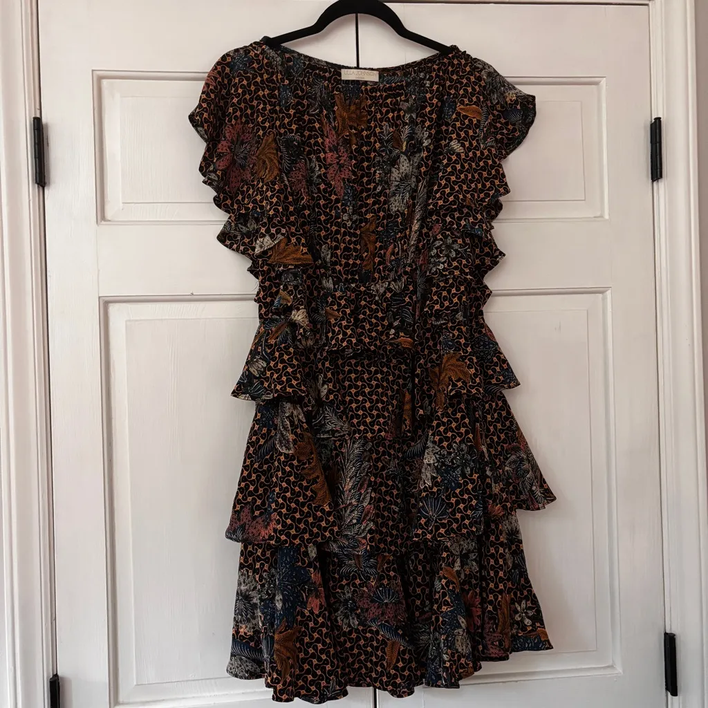 Ulla Johnson Ayla Dress Gerbera Print Ruffle 100% Silk Size 6 Ruffle Mini‎ Dress - Image 5