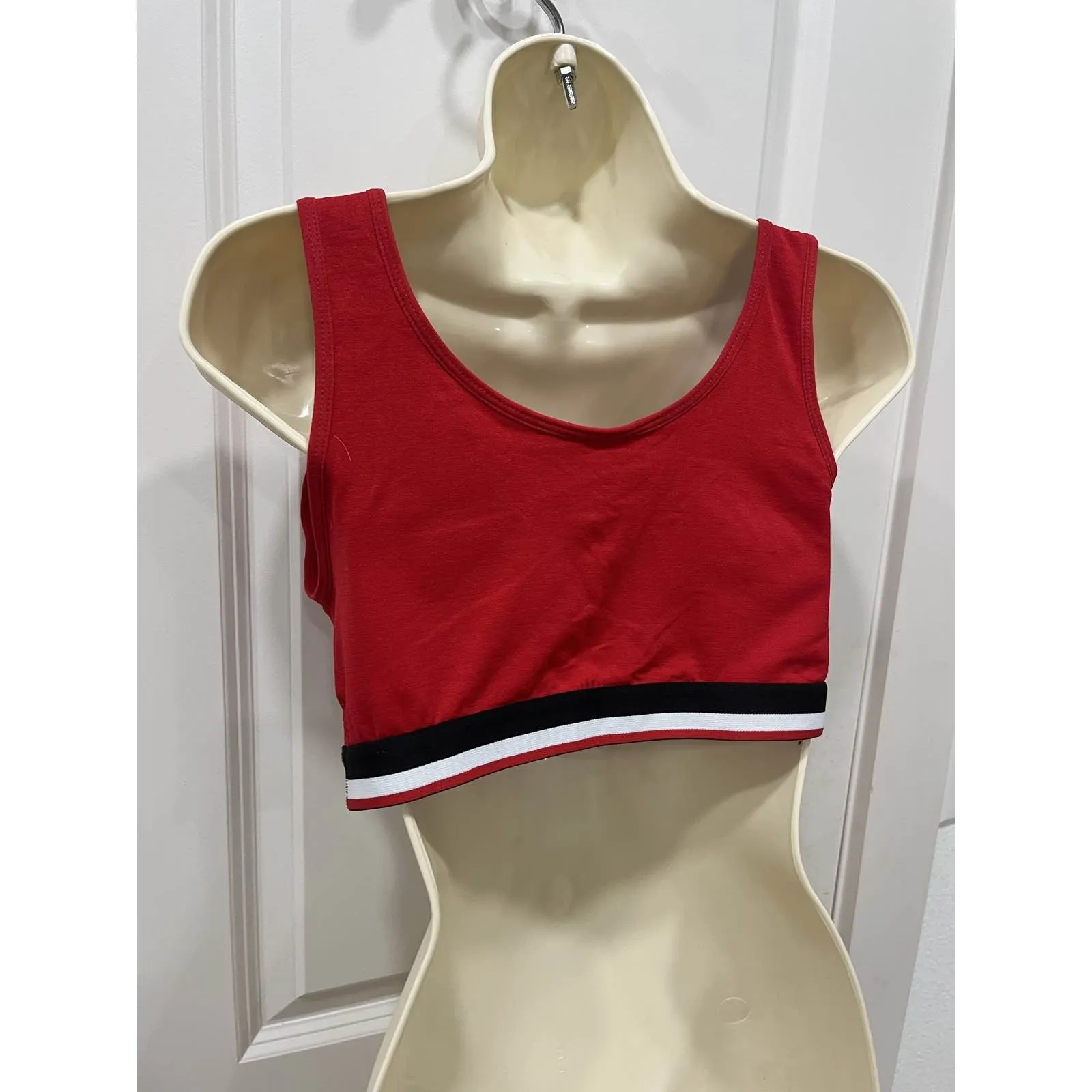 US Polo Assn Sports Bra Red Black White Logo Scoop Neck - Image 6