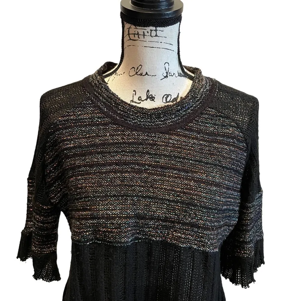 Altar’d State Crochet Sweater Black Size Medium Whimsical Hi Lo Gothic - Image 2