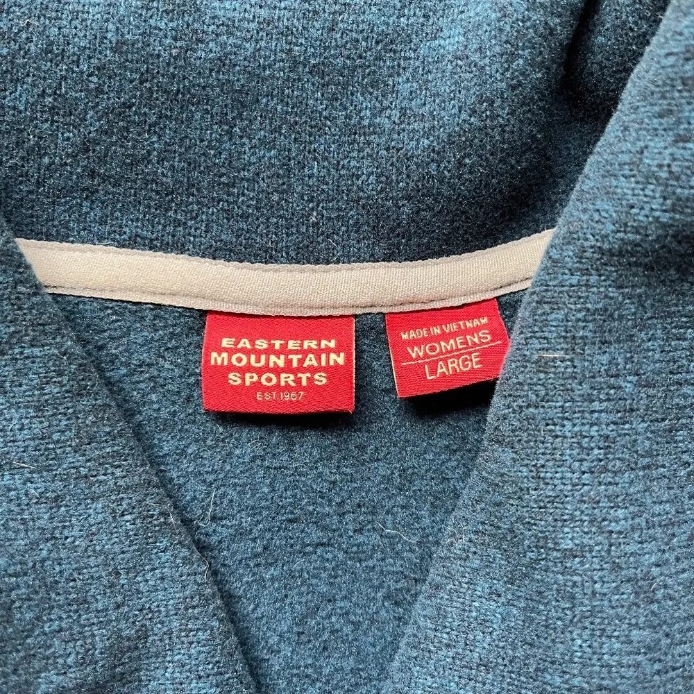Eastern Mountain Sports Blue Pullover Sweater Fleece V Neck Pockets, Size L - Image 3